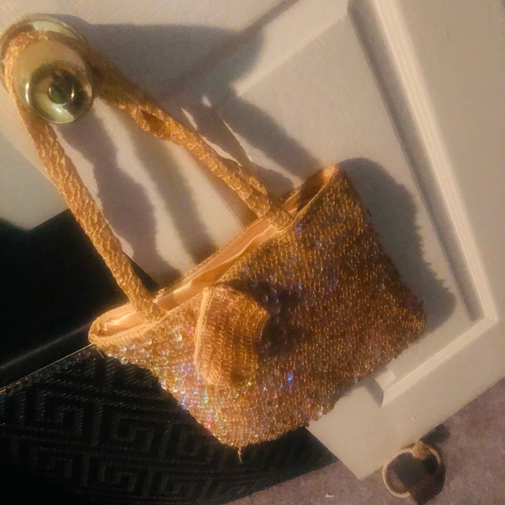 Glitter/ Gold Small Tote Bag with coin purse.  💛